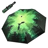 Gayruaicjz Forest Dragon Windproof Travel Umbrella Folding Compact Automatic Umbrellas for Women Men Rain Sun