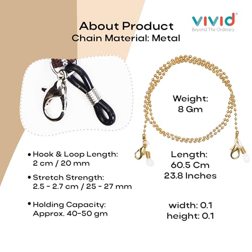 Image of Unisex Specs Holder Hook & Loop Anit Slip Eyewear Lanyard Metal Strap Chain