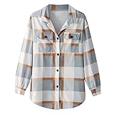 MODSGUE Holzfällerhemd Damen Plaid Karohemd Karo Damenblusen Mit Brusttasche Freizeit Freizeitjacke Für Alltag Und Oktoberfest Leicht Hemdjacke Kariertes Bluse