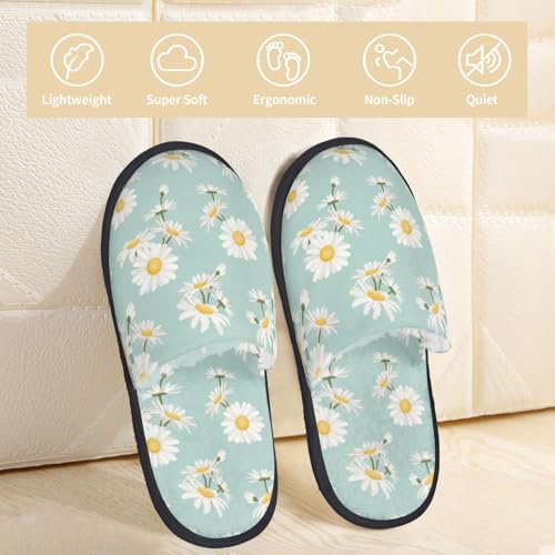 Floral Daisy Print House Slippers For Women And Men,Soft Slippers With Memory Foam,Non-Slip Indoor Home Shoes2