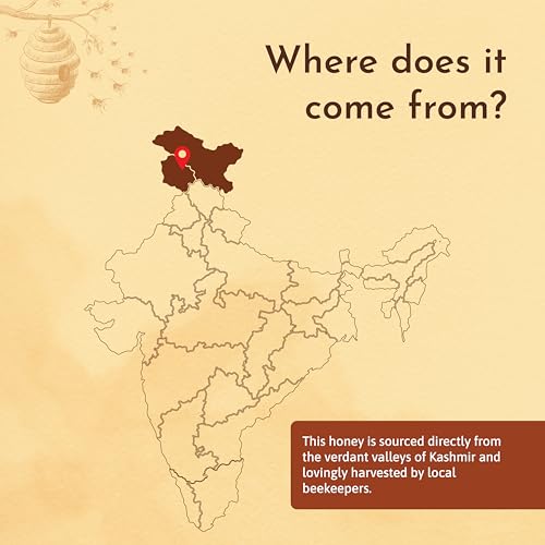 Image of Honey and Spice Kashmiri Apple Honey | 100% Organic Honey | Raw and Unprocessed | Pure Honey without Sugar | Sourced directly from the verdant valleys of Kashmir | No Added Preservatives | Unblended and Unpasteurized | Natural and Original | Unprocessed honey | (500g, Pack of 2)