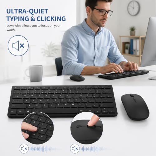 Juego de ratón y teclado inalámbrico para un escritorio minimalista, ordenado y sin cables 4