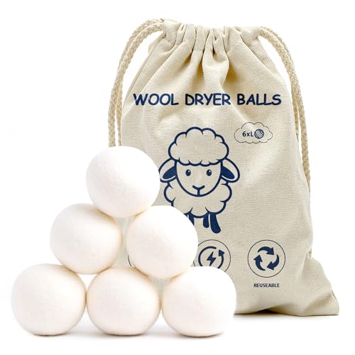 NEVELE - Bolas Lana Secadora de Ropa, Pack de 6 Bolas XL, 100% La...