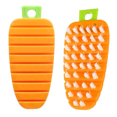 2 Pcs Vegetable Brush Carrot Shape Brush Flexible Fruit Brush Kitchen Cleaning Brush Tool Suitable for Fruits and Vegetables