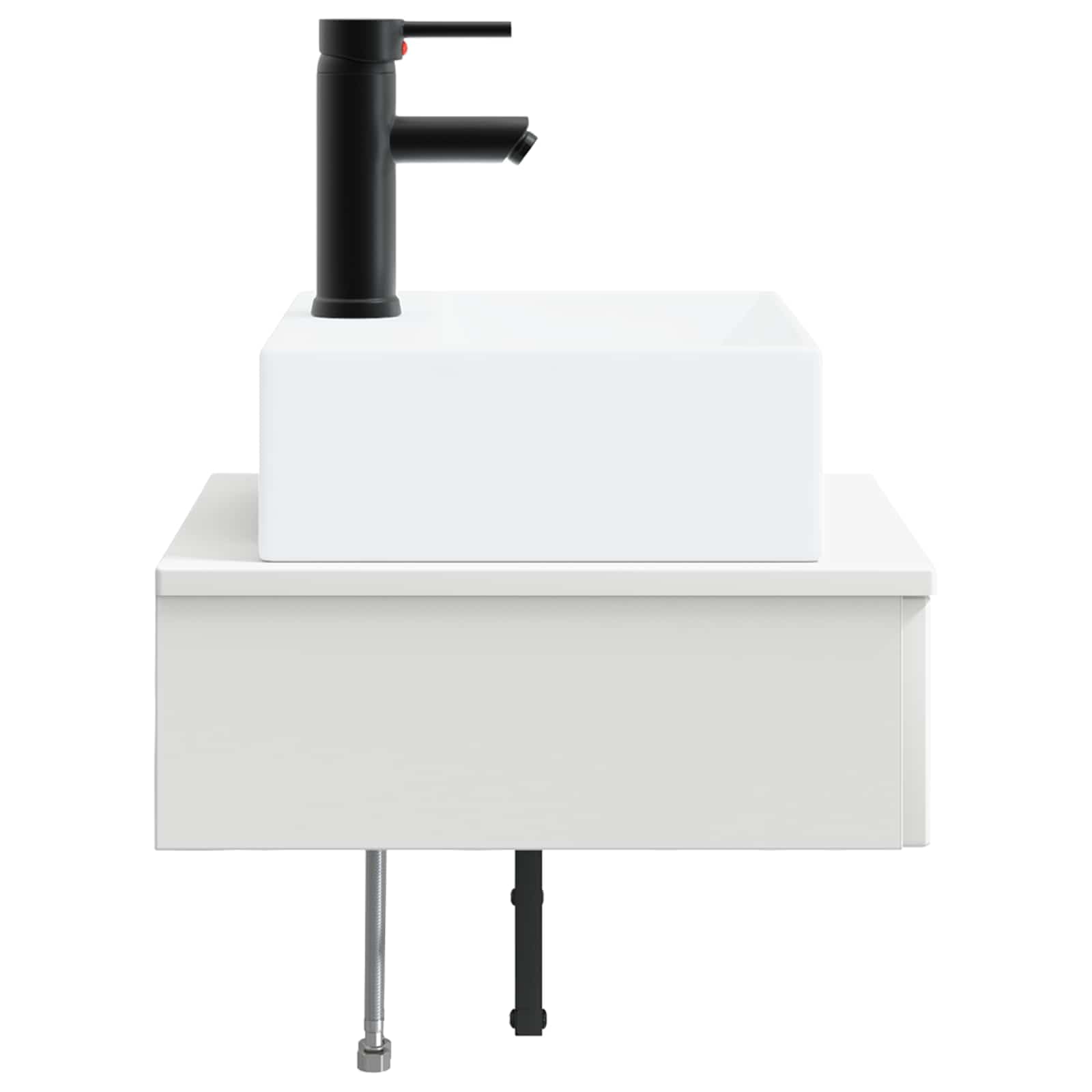 Lavabo da parete bianco in legno 40 x 41 x 39 cm con scarico rapido e fori per un facile montaggio, ideale per mobili da bagno, WC degli ospiti e ristrutturazione