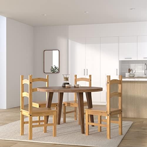 Homesource Pair of Corona Dining Chairs Solid Pine Waxed Wooden, Furniture, (W) 42cm (D) 48cm (H) 100cm