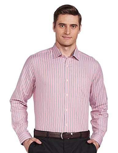 Image of PARK AVENUE Men's Striped Regular Shirt (PMSN14364-E5 Orange XL)