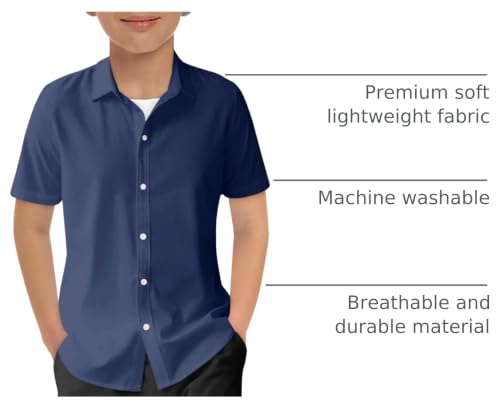 Image of Haloumoning Boys Short Sleeve Dress Shirts Button Down Formal Uniform Shirt