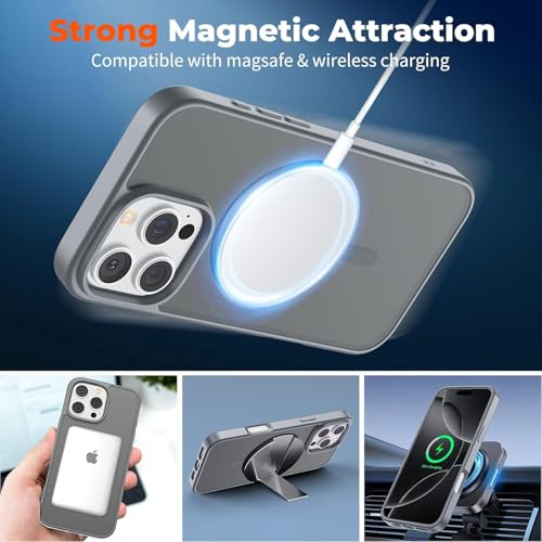 Image of AIBEX Protective OStand Case Compatible for Apple iPhone 16 MagSafe Compatible | Slim Back Cover with Camera Lens Protection, Strong Magnetic Support & Anti-Slip Grip | Military Grade Drop Protection