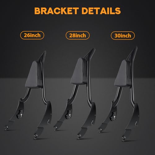 Image of PBYMT Detachable Sissy Bar Passenger Backrest, Touring Quick Release Sissy Bar Backrest, Sissy Bar Fit for Harley Touring Street Glide Road King Road Glide Electra Glide 2009-2024 (Black, 26inch)