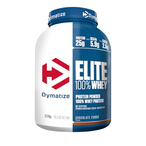 Dymatize Elite 100% Whey Chocolate Fudge 2170g - High Protein Low Sugar Powder + Whey Protein and BCAAs