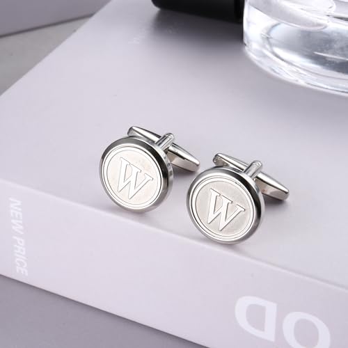 Image of LOYALLOOK Initial Gold Cufflinks for Men Gold Cuff Links Personalized Copper CuffLinks Letter Cufflinks Gift for Groom Husband Father