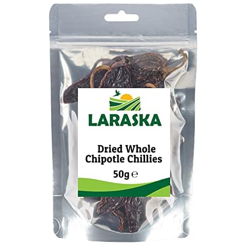 Whole Chipotle Chillies 50g - Great for Mexican Soups, Barbeque Sauces, Stews and Beans, Premium Quality Cover