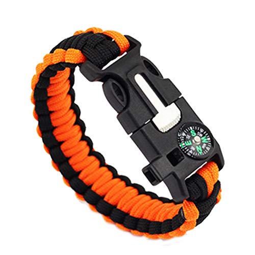 LiFashion LF Outdoor Rainbow Rope Paracord Survival Bracelet 5 in 1 Compass Whistle Fire Starters Thermometer Rescue Rope Cuff Bracelets Sos Emergency for Outdoor Hiking Camping Hunting Activities