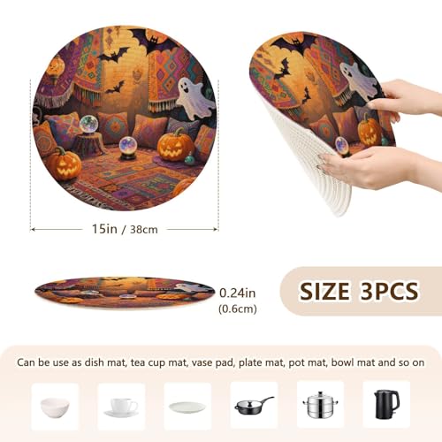 Dessous de plat citrouille orange lot de 3 à offrir pour Halloween