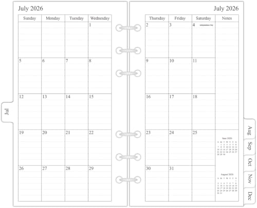 newestor 2026-2027 Planner Refill Monthly 3-3/4 x 6-3/4 Jul 2026 to Dec 2027 Personal/Portable Size