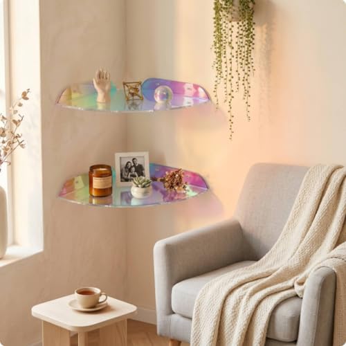 Estante acrílico para baño y hogar, repisa triangular de diseño moderno, arcoíris 3