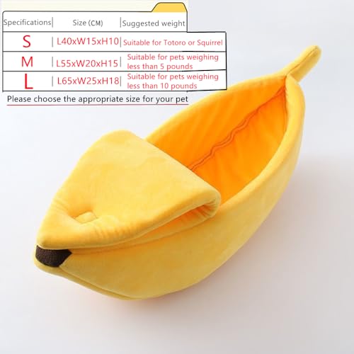 NatureMan Kreative Bananenform, Hunde- und Katzenbett, süßes Bananenbett, warm und weich, Haustier-Katzenbedarf, Kätzchen, Welpenbett (M)