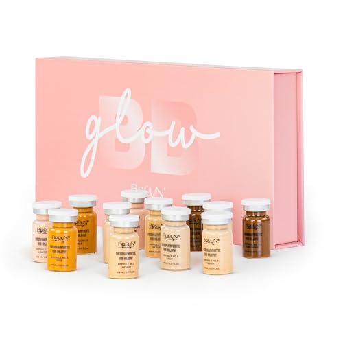 BRÜUN BB Glow Starter Kit of 12 Vials for Spa and School - A Pigment Set for Skin Care to use with Derma Pen and Rollers for Fresh Look and Lasting Results