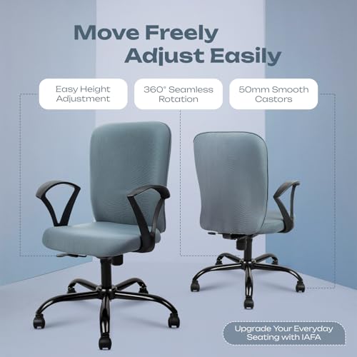 Image of IAFA FURNITURE Mavro Office Chair, Mid Back Upholstery Ergonomic Home Office Desk Chair with Fixed Armrests & Spacious Cushioned Seat | Heavy Duty Metal Base (DIY) (Grey)