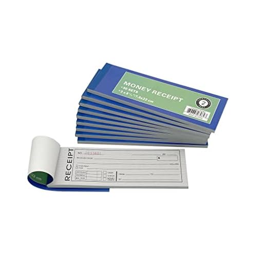 Cotton Fly 10 Pack Cash Money & Rent Receipt Book, Receipt Invoice Book Carbonless Copy Duplicate 2 Parts 50 Sets 8.5" X 2.75