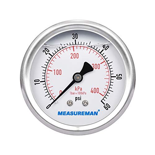 Measureman 6,4 cm Manometer 0-60 psi/400 kpa