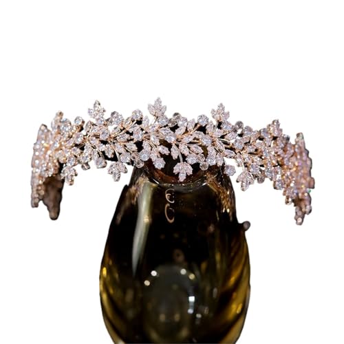 Diadème de mariage en or rose : couronne de mariée aux cristaux prestigieux