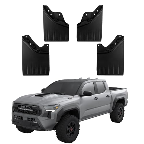 Ecarzo Mud Flaps for Toyota Tacoma 2026 2025 2024 Upgraded TPE Flexible & Bendable All-Weather Front & Rear Fender Flares No-Drill OEM-Style Installation Mud Guards Splash for Tacoma Accessories