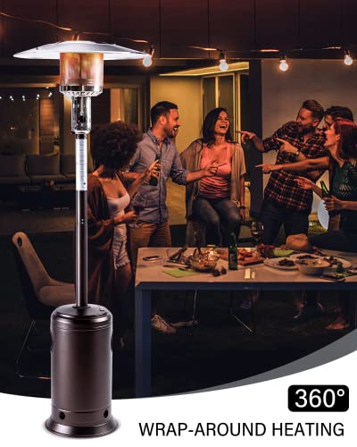 Legacy Heating 47000 BTU Outdoor Propane Patio Heater, Stainless Steel Outside Space Gas Heater with Wheels, Standing Patio Floor Air Heater, for Commercial, Residential, Garden, Porch, Party, Deck