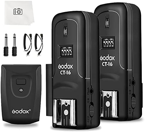 Godox CT-16 Wireless Radio Flash Trigger Receiver Kit,Fit Compatible for Canon Nikon Pentax DSLR Camera Studio 3-in-1 Flash Transmitter and Receiver