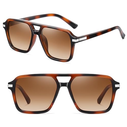 Image of HAOLOTA Retro Aviator Sunglasses for Women and Men, Polarized Square Shades UV Protection