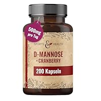 D Mannose Cranberry Kapseln hochdosiert - 200 Kapseln Cranberry D-Mannose-Kapseln - 500mg pro Tagesdosierung - D Mannose Pulver hochdosiert in Kapselform, Manose