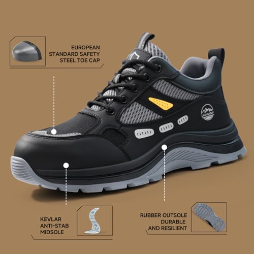 Image of Steel Toe Boots for Men Indestructible High Top Work Shoes for Men Comfortable Safety Shoes Puncture Proof Hiking Construction Shoes Botas de Trabajo para Hombre