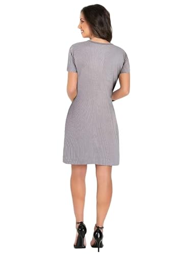 Vestido Decote Redondo Soltinho Listrado.