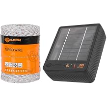 S6 Solar Fence Charger with 3/32" x 656 Turbo Wire | Solar-Powered Energizer with 656 ft High-Conductivity Fence Wire | Ideal for Gardens, Paddocks, and Livestock Containment