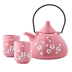 Panbado Kung Fu Theeset – Chinese Keramische Gongfu Theeset Porselein Theeset Geschenkset Met 1 Theepot, 1 Theezeef en 2 Theecopp. Ideale Thee-Infuser voor Kantoor Thuis, Blauw & Oranje Graffiti Patroon