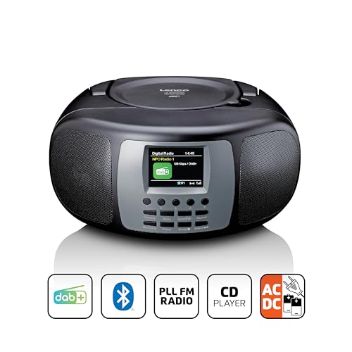 Lenco SCD-860 - Radio Cd Portatile - Radio Dab+ E Fm - Bluetooth - Lettore Cd Toploader - Display 2,4 Tft - Due Sveglie - 2 X 2 Watt Rms - 5 Tasti Di Memoria - Nero - 2