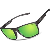 Fishing Polarized Sunglasses for Men Women Driving Running Golf Glasses Green Mirrored UV Protection Designer Style Unisex (rubberized crystal grey)