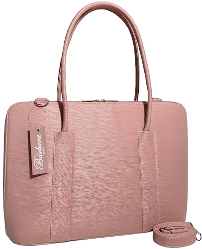 Maleta Executiva Feminina Pasta Notebook Tablet Bolsa Social Casual Laptop Ombro Transversal 14 15 15.6 15,6 16 17 Polegadas (Rose-riscadinho, Padrão)