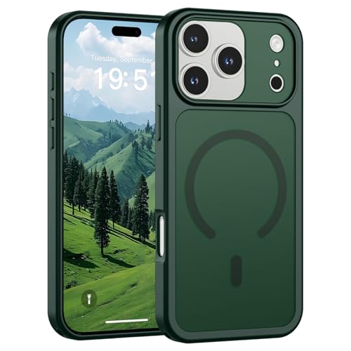 Image of SUPFINE Magnetic for iPhone 17 Pro Max Case Forest Green | (Compatible with MagSafe)(Military Grade Drop Protection)(Camera Protection)Translucent Matte Phone Cover