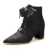 Women's Lace Wedding Boots Bride Block Heel Wedding...