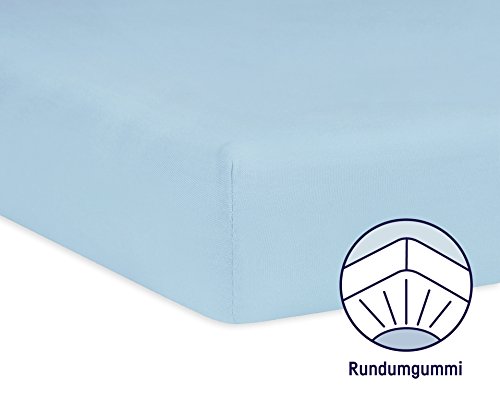Julius Zöllner 8320147760 - hoeslaken Jersey voor het kinderbed, grootte: 60x120 / 70x140 cm, kleur: lichtblauw - Afbeelding 3