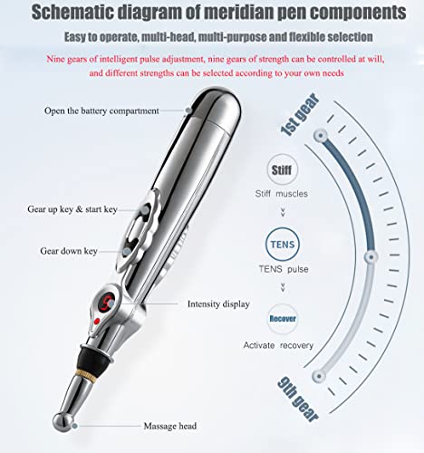 DarkSwan Electronic Acupuncture Pen, 5-in-1 Acupuncture Needles Pain Gone Pen for Pain Relief, Powerful Meridian Energy Pulse Acupressure Pen, Powered by 1 AA Battery