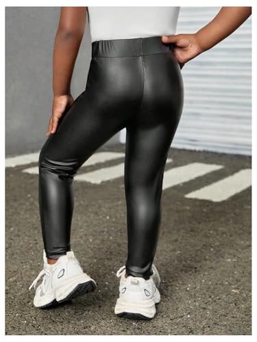 WDIRARA Toddler Girl's Elastic High Waisted PU Leather Leggings Stretch Skinny Pants3