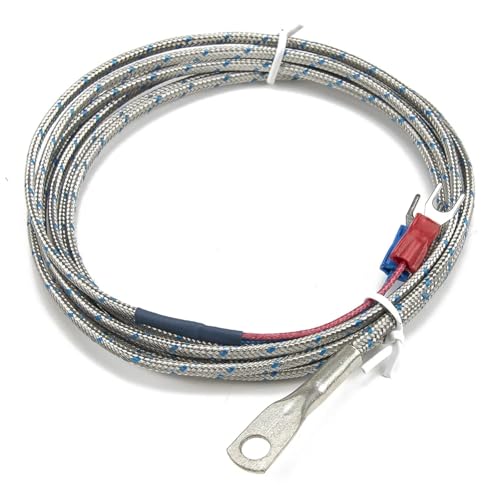 Sensor de temperatura termopar tipo J con cable trenzado metálico de 2m 4