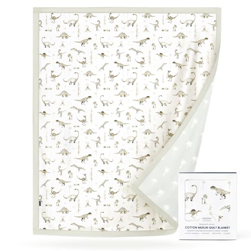 Image of GRSSDER Cotton Muslin Quilt Blanket - Silky Soft and Breathable Kids' Throw Blanket, Oversized Muslin Blankets for Newborns, Toddlers & Kids, 6 Layers Reversible Design for All Seasons, 55 inch x 69 inch
