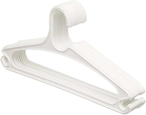 Home Basics Juego de colgadores de plástico de 10 piezas  Ganchos de extremo para delicadas  Forma curvada  Diseño delgado (blanco)