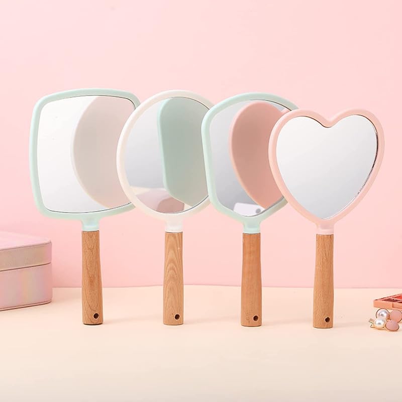 Image of Single Sided Handheld Vanity Mirror for Travel | Portable Face Mirror with Comfy Handle & Hanging Hole | Small Rectangular Makeup Hand Mirror for Men & Women (Multicolor, 25 x 14 cm) Square