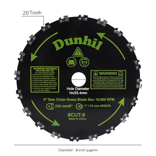 Dunhil 3 Pack 9" x 20T Chainsaw Tooth Brush Blades - Meatl Weed Eater Saw Blade Kit with 4 Carbon Steel Round Chainsaw Blades, 4 Round Files, and 4 Washers for Brush Cutters, String Trimmers by Dunhil - Used condition - Image 2