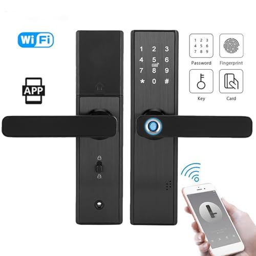 Cerradura de puerta sin llave WiFi de huella dactilar y pantalla táctil, contraseña electrónica biométrica IC Card Smart Entry Door Lock Soporte APP con llave mecánica para Office Hotel Home - imagen 6